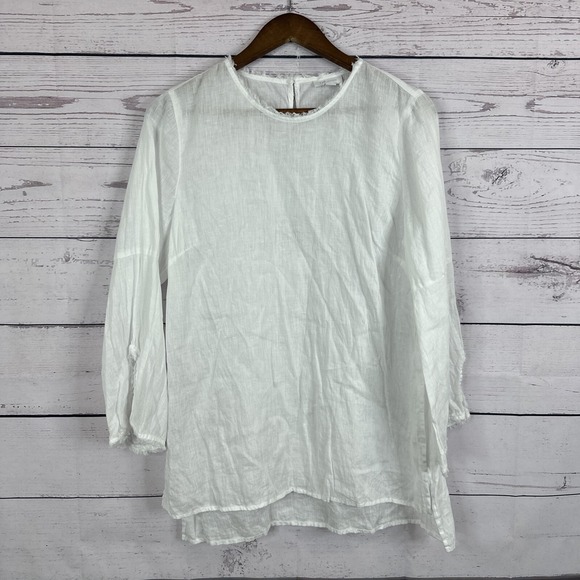 J. Jill Tops - J Jill Shirt Top Womens Medium White Love Linen Boxy Breathable beach Minimalist